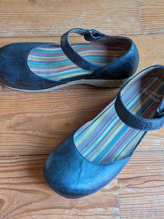 Dansko Black Leather Mary Jane Clogs- Size 40 (US 9.5-10) - Picture 2 of 5